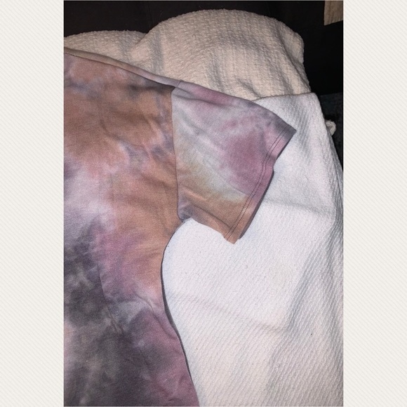 Grey/mauve Tie Dye Short Sleeve Tunic Top - Picture 9 of 14